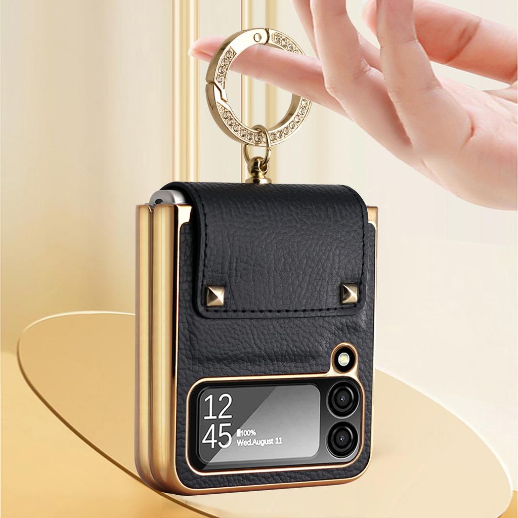 Для Samsung Galaxy Z Flip 4 3 5g чехол с покрытием шарнира из искусственной кожи защитное кольцо-подставка чехол для Samsung Z Flip 3 4 Flip4 Капа