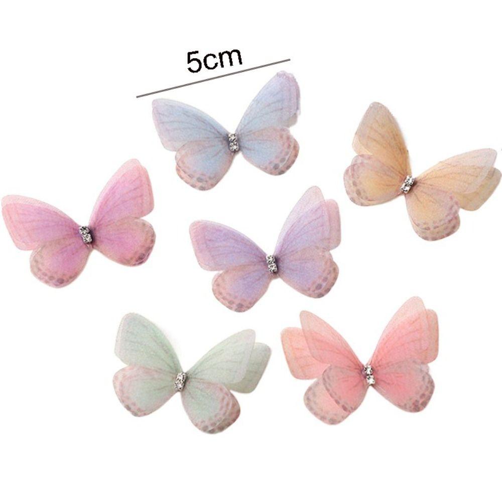 20 шт 3D марлевая аппликация бабочка аппликация ткань со стразами сетка бабочка нашивки ручная работа