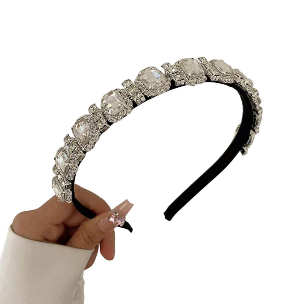 Multicolor Gem Full Rhinestone Headbands Square Rhinestone Shiny Baroque Tiara Luxury Multi-purpose Crystal Hair Hoops