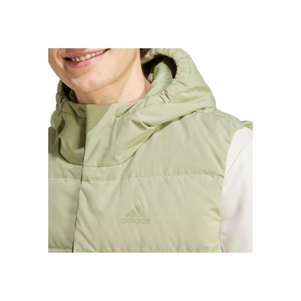 Adidas Жилет однобортный с капюшоном и логотипом Helionic, мужской жилет зеленого цвета IX8856