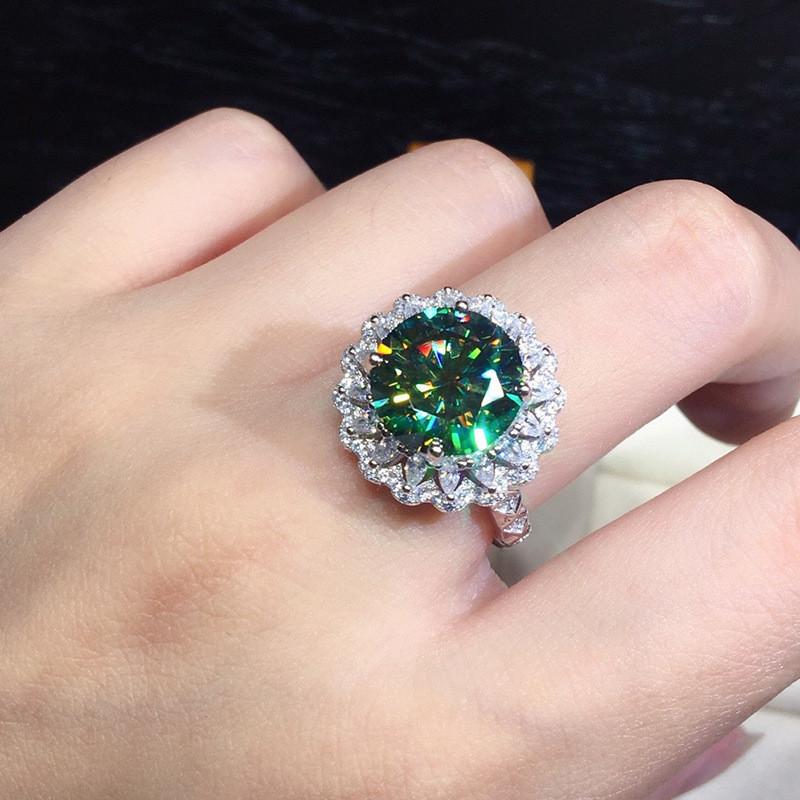 Кольцо из стерлингового зеленого кубического циркония, роскошные женские кольца, аксессуары для свадебных вечеринок, помолвочные кольца, модные ювелирные изделия