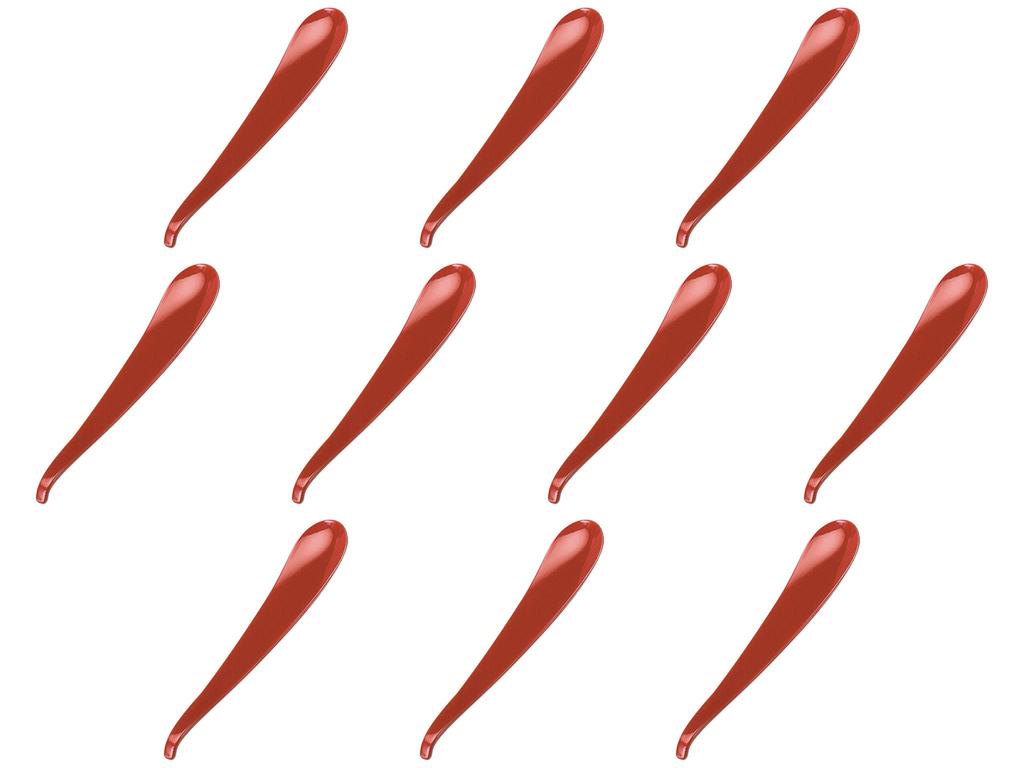 Set of 10 Drop Dessert Vermilion Lacquer X Lacquerware ABS Setomonohonpo [TA] Heat-Resistant Spoons, [14.2 1.9 Cm] Spoons, Heat-Resistant Resin,