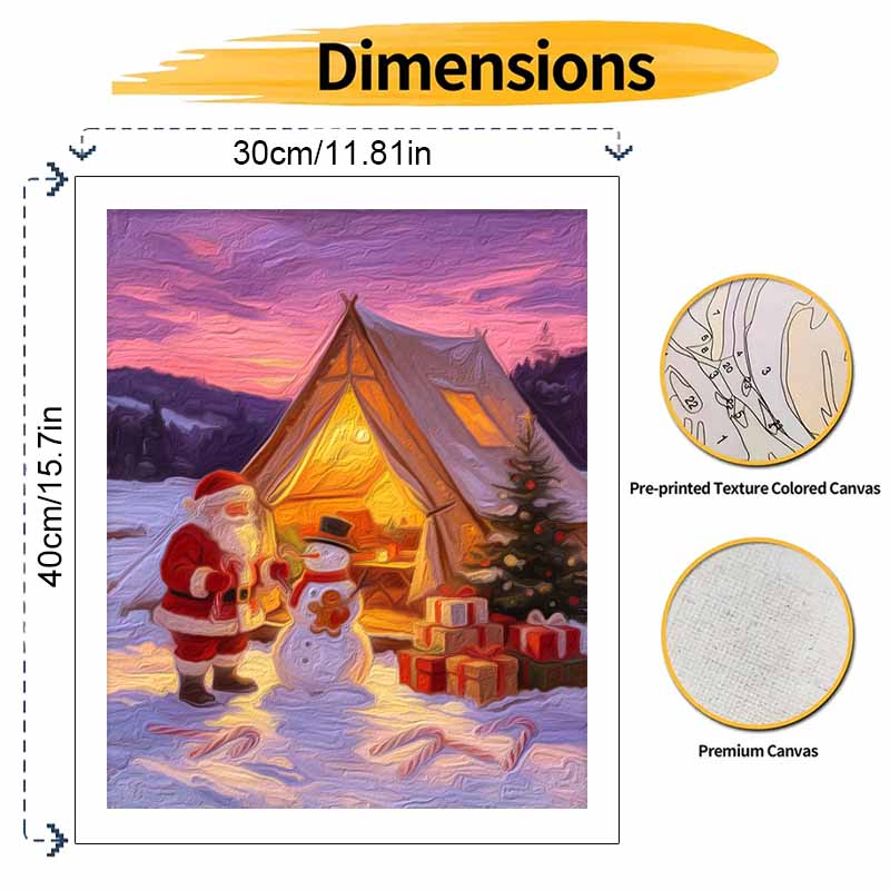 Christmas Santa Snowman Camping Oil Painting Art Kit Hand Painting Home Decoration Painting