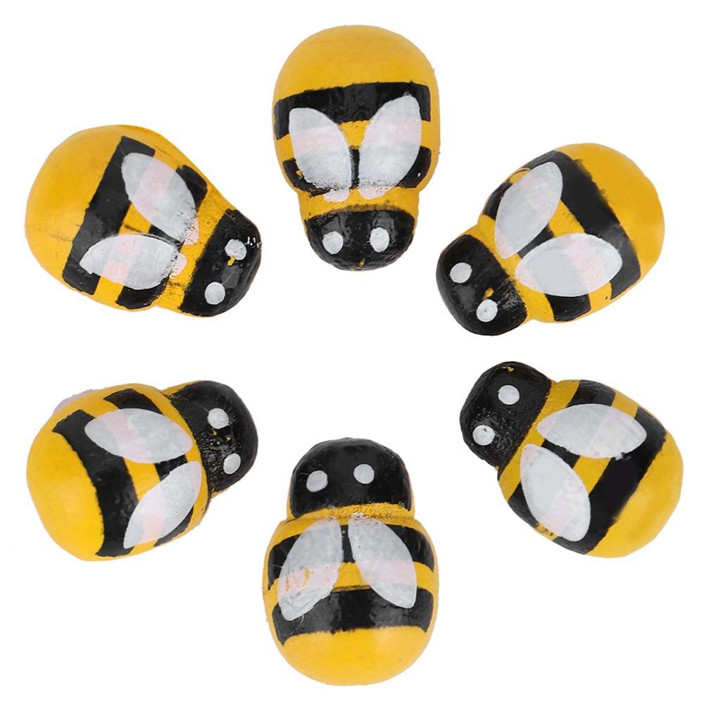 100pcs Small Size Wooden Insect Stickers Ladybugs Bees Wood Embellishments Clothing Bag Decor