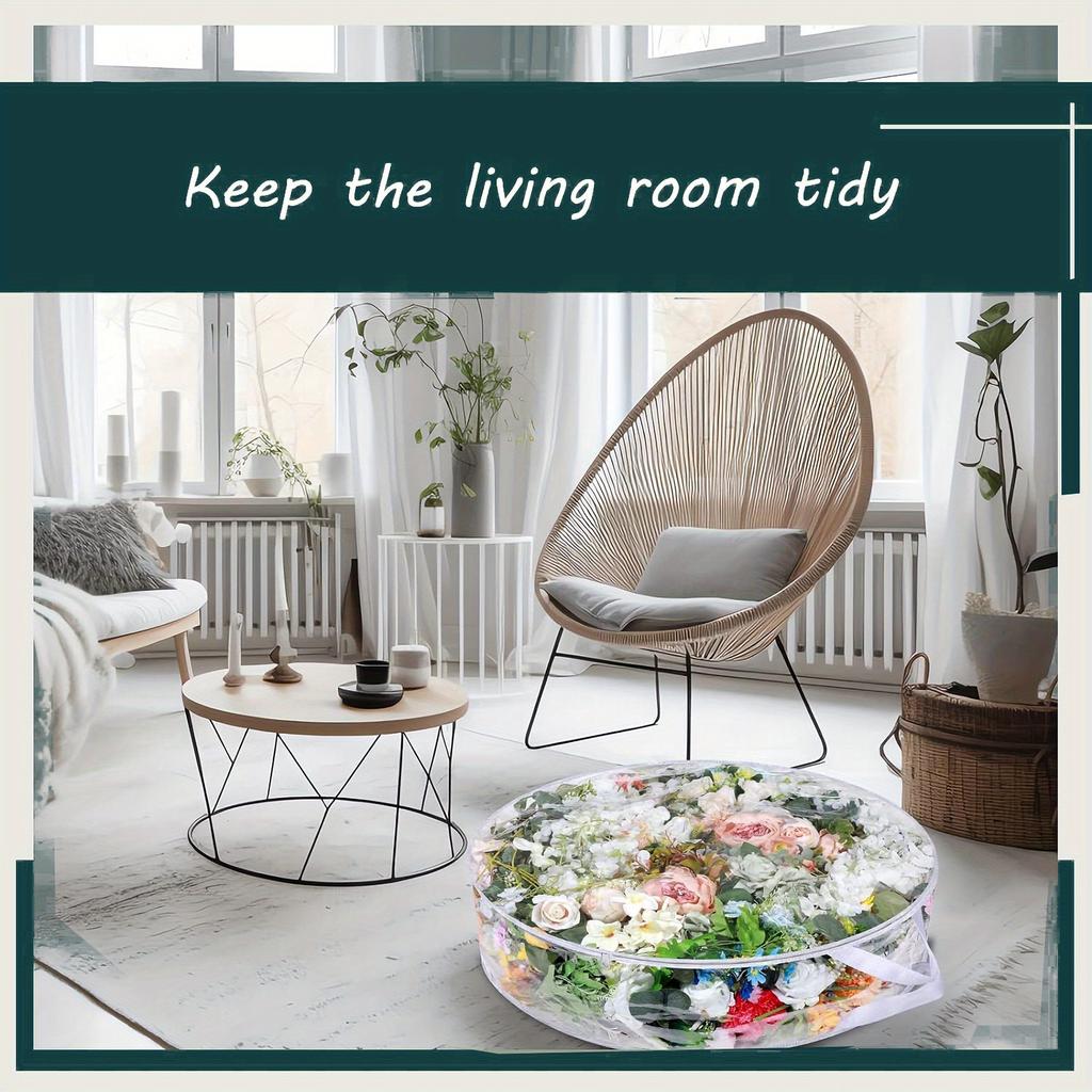 2/4 Pcs Christmas Wreath Storage Bag Round Transparent PVC Waterproof Dustproof Garland Storage Bag Garland Container Organizer