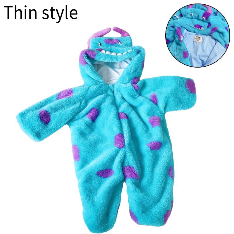 Adorable Baby Sullivan Monster Plush Onesie Thick Hooded Pajamas For Autumn Winter