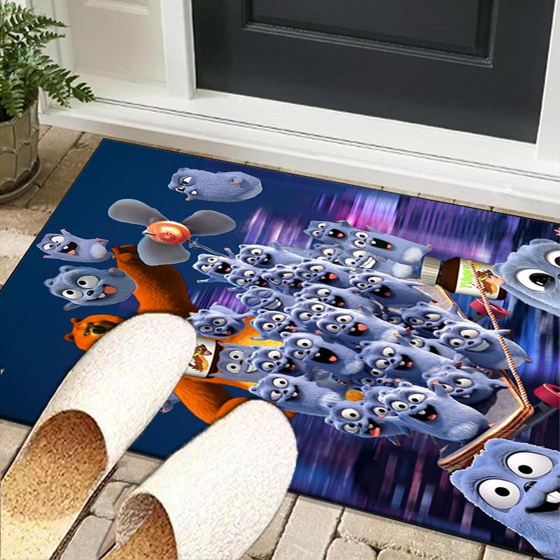 Bear And Blue Critter Adventure Office Rug Chair Mat, Game Carpet, Suitable for Front Door, Bedroom, Living Room, Desk, Holiday Gift