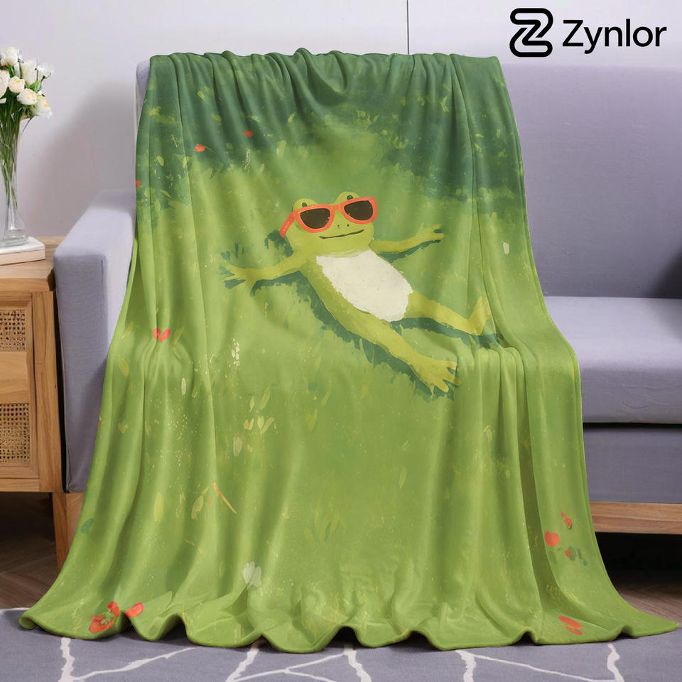 Chill Frog Lightweight Microfiber Soft Christmas Fleece Blanket Warm Cozy Throw for Bed Sofa Office Travel All Season