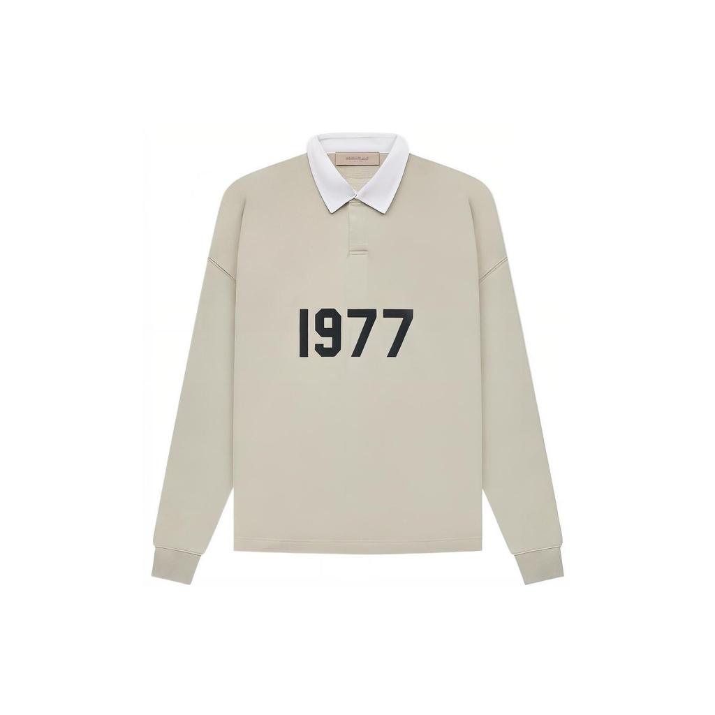 Fear of God Essentials 1977 Серия SS22 Регби Повседневный Длинный рукав Поло Мужские Топы Пшеничный FOG-SS22-106