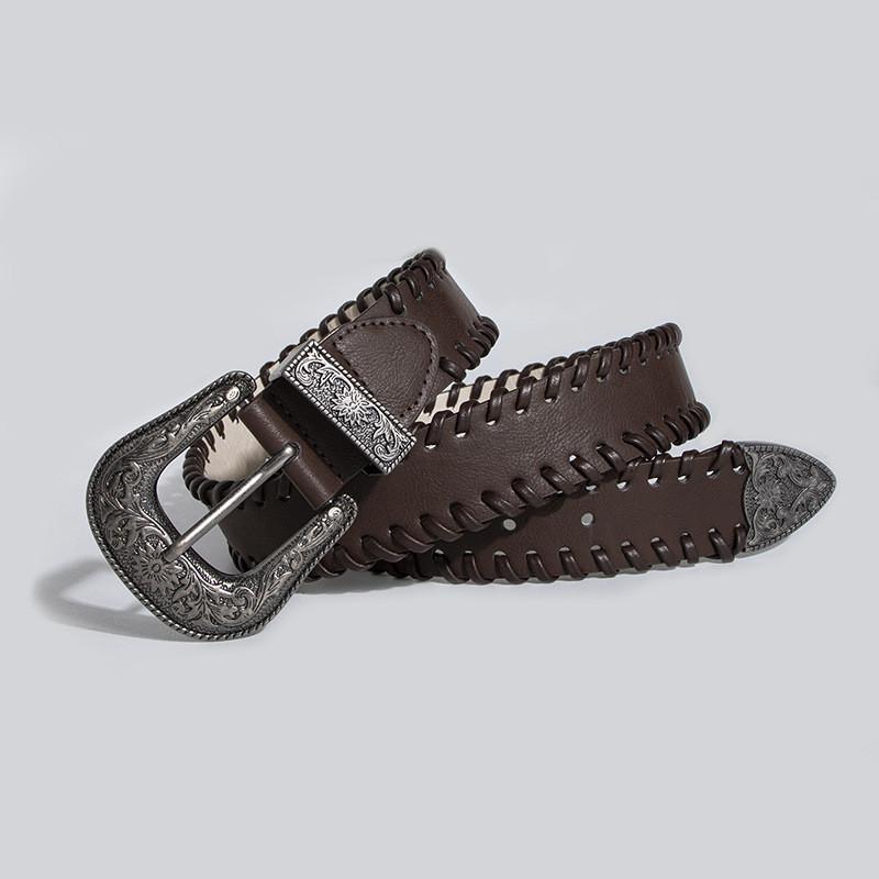 Винтажный кожаный пояс ручной работы с уникальным дизайном формы для повседневной носки