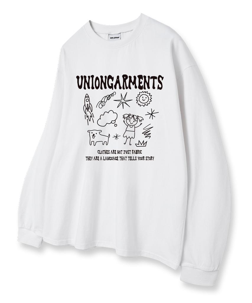 UNION GARMENTS Милая Девочка Эскиз Свободный Крой Лонгслив Белый [Базовый Или В рубчик]