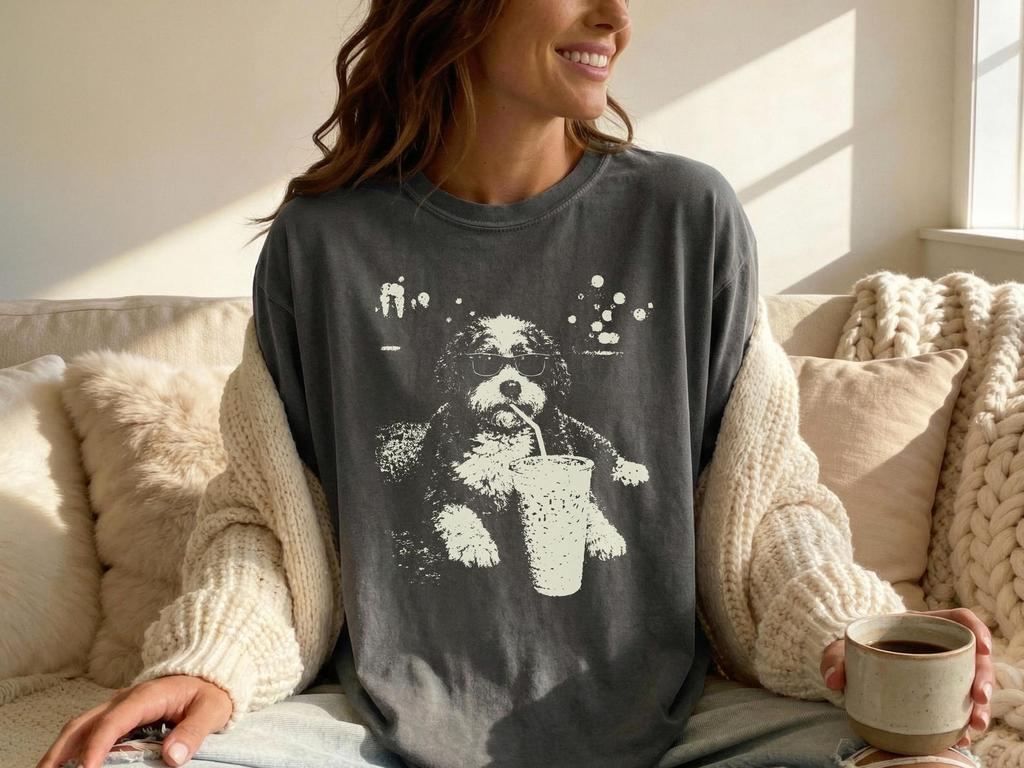 Bernedoodle Shirt, Iced Coffee Bernedoodle Dog Tee, Comfort Colors Funny Bernedoodle Vintage T-Shirt, Bernedoodle Mom, Bernedoodle Dad