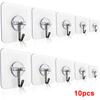 10/1Pcs Transparent Wall Hooks Strong Self Adhesive Hanger Plug Socket Holders Door Sticky Hanging Hook for Kitchen Bathroom