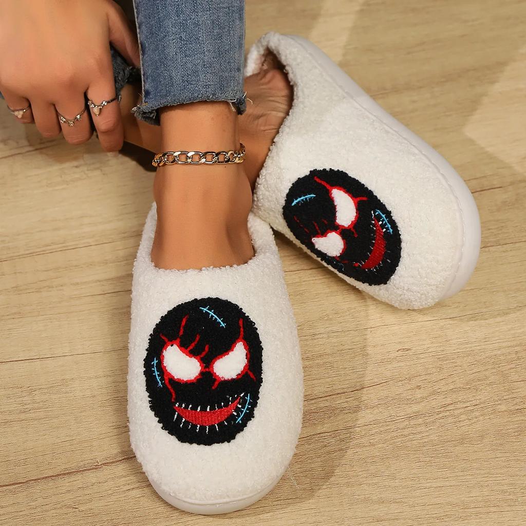 Fashion Women's Cotton Slippers 2024 Autumn/winter Halloween Cotton Slippers for Indoor Warmth and Comfort Anti Slip Slippers Mask Bat