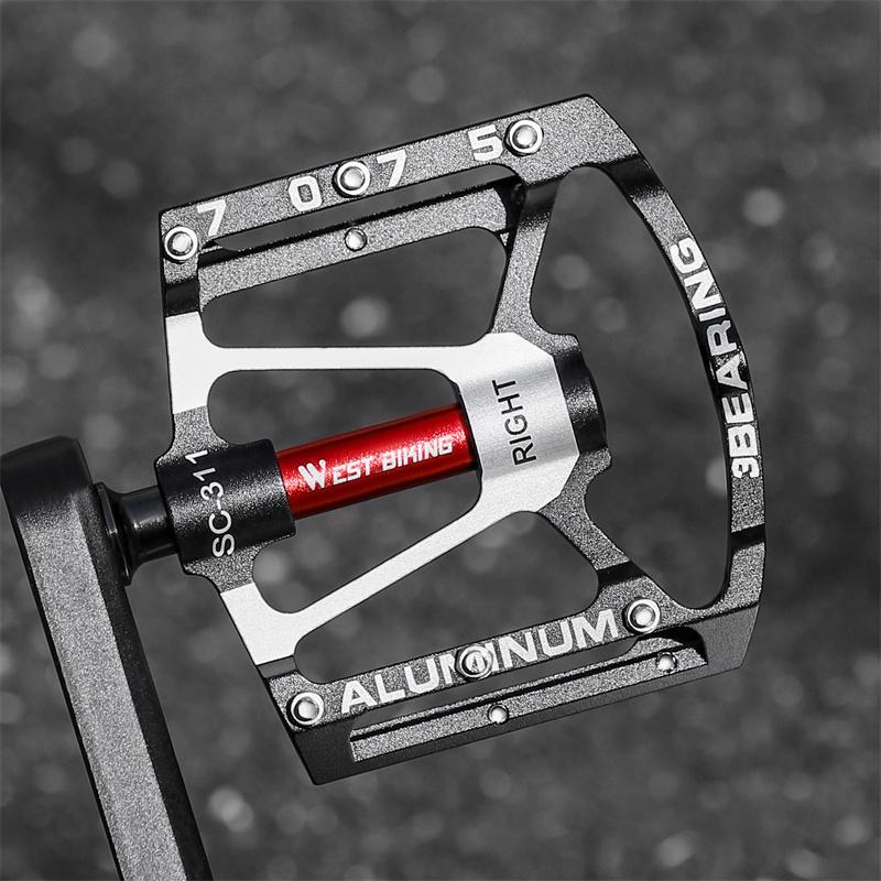 WEST BIKING Bicycle Ultralight Pedals 3 Bearings MTB 7075 Aluminum Alloy Flat Pedals Road Bike Non-Slip Colorful Cycling Pedals