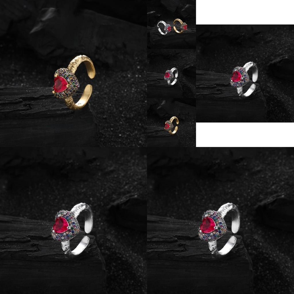 Модное регулируемое кольцо в форме сердца, изготовленное из серебра 925 пробы и сияющего циркония