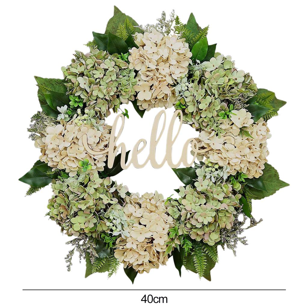 Hydrangea Wreath Artificial Flower Decorative 15.75 Inches Silk Flowers for Outdoor Window Indoor