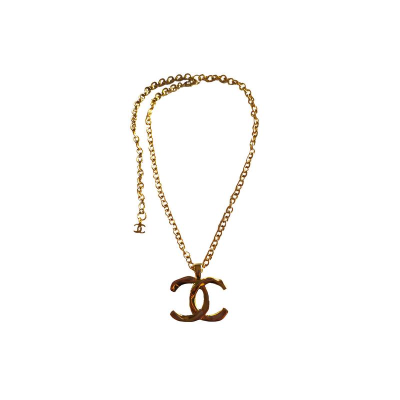Chanel [23A Мастерская ремесел] Модное авангардное двойное C металлическое ожерелье для женщин, золотое