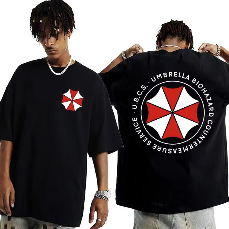 Футболка с графическим логотипом Umbrella Corporation Одежда Resident Evil Футболка Мужская Y2k Харадзюку Популярные хлопковые футболки Streetwe...