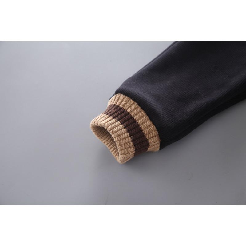 Зимний новый детский круглый вырез с принтом в виде медведя в стиле вестерн плюс толстый бархатный свитер из двух частей