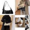 Stylish Korean Women's Pleated Shoulder Bag 2023 Trendy Pu Leather Chain Strap