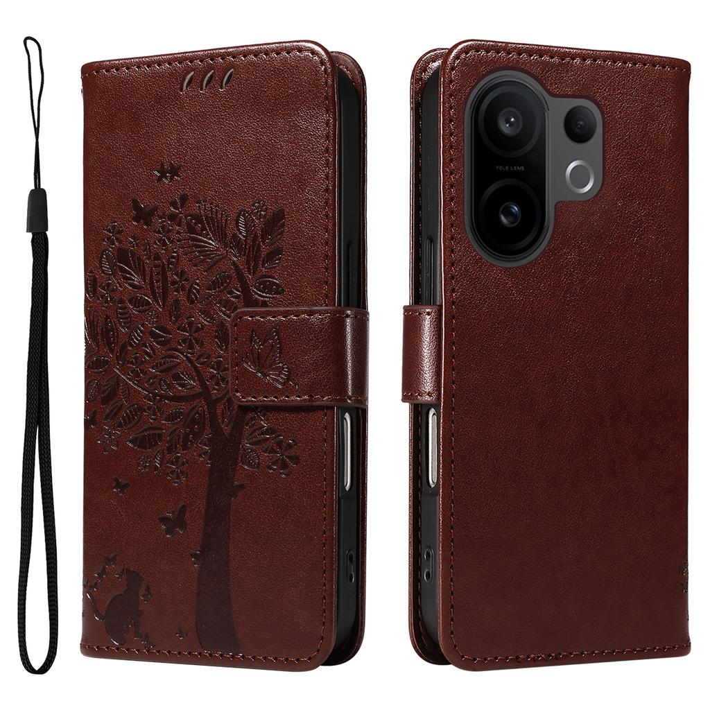 For vivo X200 FE 5G/vivo S30 Pro mini 5G Phone Case with Stand Cat Tree Pattern Leather Wallet Mobile Cover