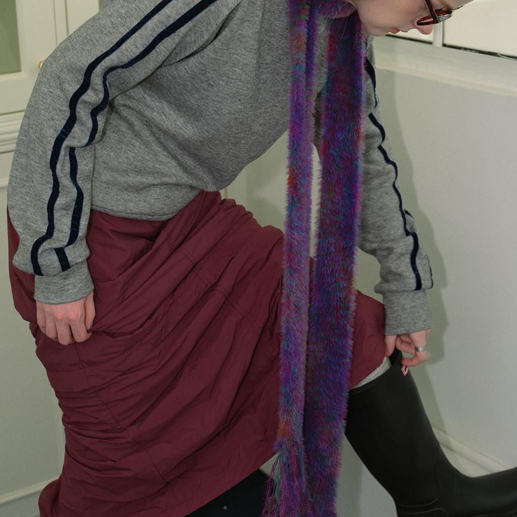 Niche Segment Dyed Imitation Mink Hair Handmade Tassel Thin Narrow Scarf for Women In Autumn and Winter Decorative Style Soft Scarf