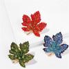 Fashion Full Rhinestone Maple Leaf Brooches Pins for Women Girls Trendy Wedding Party Birthday Coat Badges