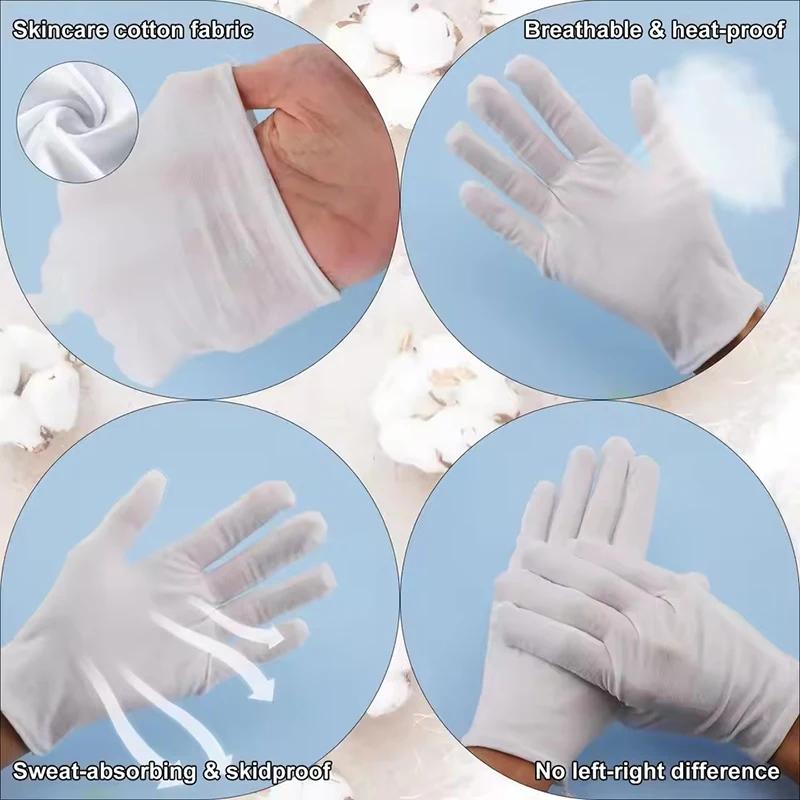 10Pcs White Cotton Work Gloves for Dry Hands Handling Film SPA Gloves Ceremonial High Stretch Gloves Household Cleaning Tools