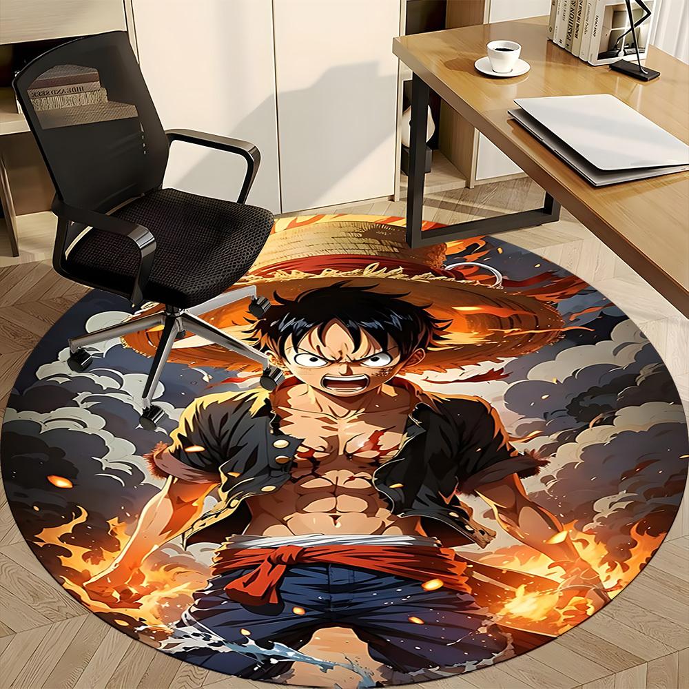 1 шт. Обезьяна Д. Круглый ковер с изображением Луффи из One Piece для офиса, под офисные стулья, спальни, гостиной, домашний декор a1022155