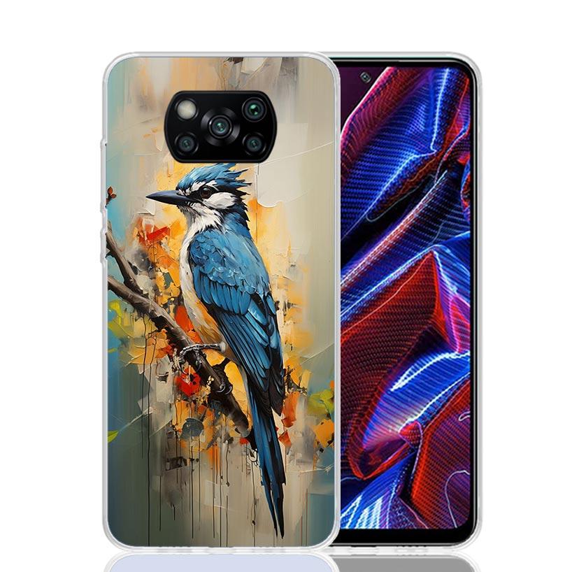 Animal Oil Painting Bird Phone Case For Xiaomi Poco X7 X6 X5 Pro F7 Ultra Redmi 15C 15 13 13C 12 12C 10 10A 10C 9 9A 9C 9T Cover