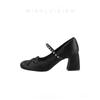 Mrs. Luxury Fragrance~ Coarse Heel Mary Jane High Heels Women's Shoes 2025 Spring New French Round Head Silver Single Shoes
