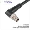 M8 Waterproof 34-Pin 5/6-Core 8-Hole Elbow Connector IP67 Male-Female with Pre-embedded Wire.