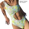 Chic Romper Bikini Triangle Cutting Wire Free Quick Drying Waist Cut Out Skinny Bodysuit Beachwear for Water Activity