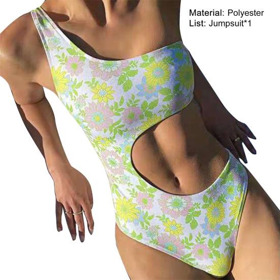 Chic Romper Bikini Triangle Cutting Wire Free Quick Drying Waist Cut Out Skinny Bodysuit Beachwear for Water Activity