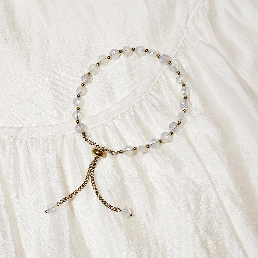 Браслет женский из 18-каратного золота и нержавеющей стали с хрустальными бусинами, водонепроницаемый, выдвижной