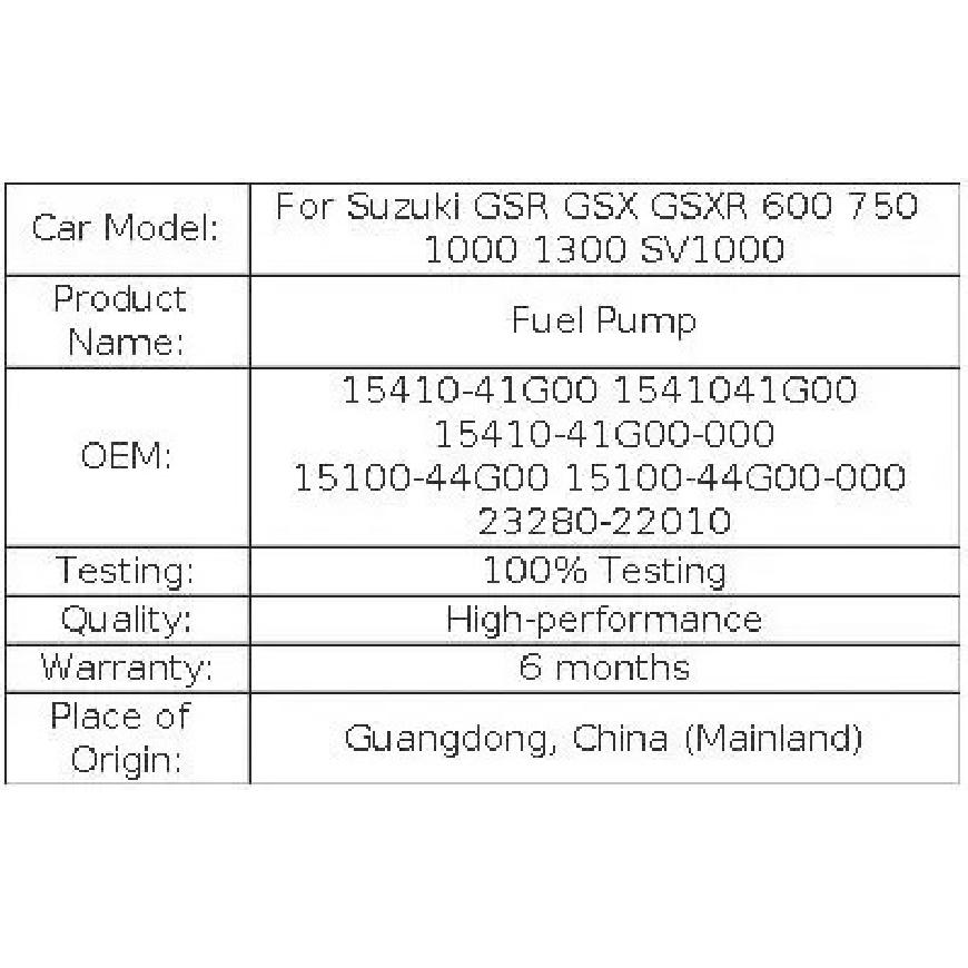 Fuel Pump For Suzuki GSR GSX GSXR 600 750 1000 1300 SV1000 2005-2012 15410-41G00 1541041G00 15410-41G00-000 15100-44G00 15100-44