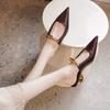 Slipopers Women French Pointy Single Shoes 2024 New Female Wearing Baobao Slippers Female Summer Small Heel Women's Shoes