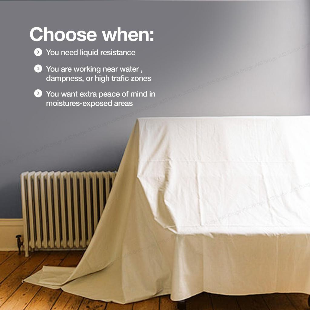 2 x Laminated Cotton Dust Sheets for Decorating & Painting Size 12 feet x 6 feet | Paint Cover Sheet Backed with Plastic Polythene Sheeting