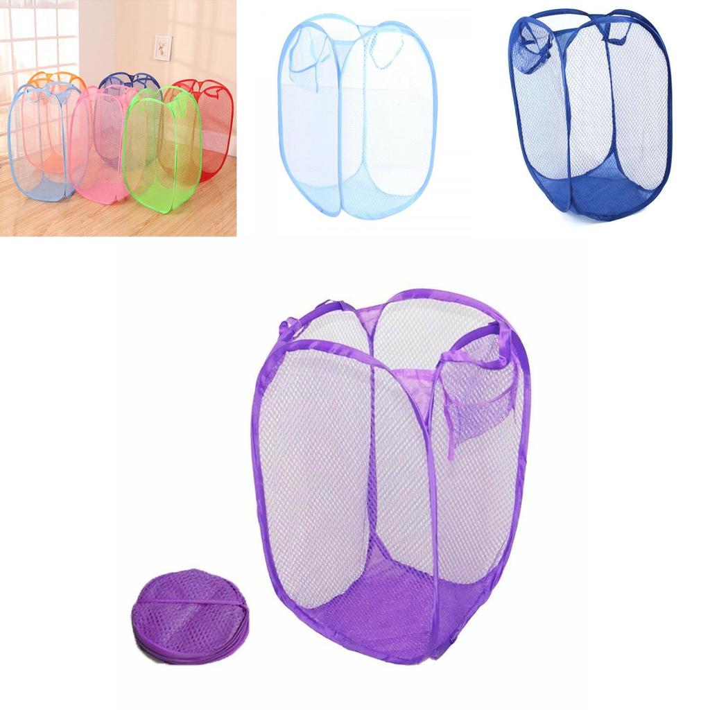 Портативная складная корзина для белья для ванной комнаты с большой вместимостью, сетчатый мешок для хранения грязной одежды, белый