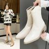 Женские остроносые ботинки, удобные, утягивающие, белые, повседневные туфли, прочный язычок, зимние, короткие ботинки во французском стиле