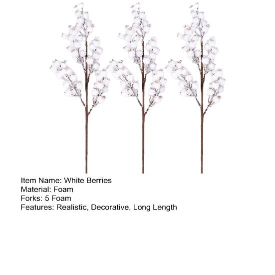 3 шт. снежно-белые ягодные ветки 5 пенопластовые реалистичные праздничные рождественские украшения поделки своими руками искусственные белые ягоды