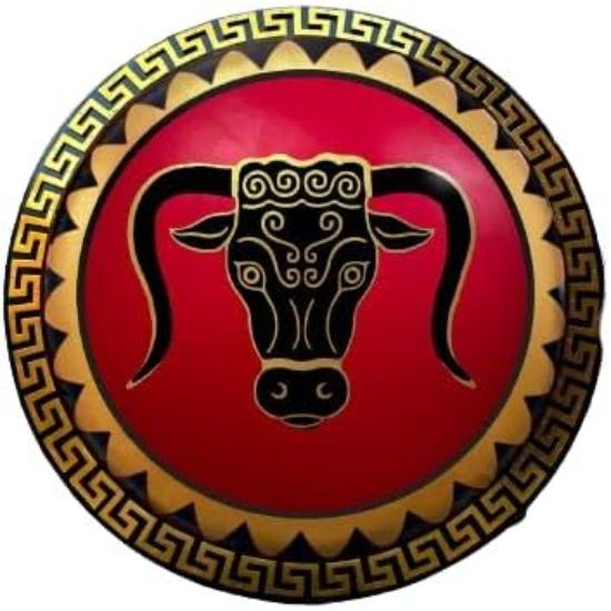 Медный бык, подлинный древнегреческий щит гоплита, средневековая ролевая игра, рождественский подарок