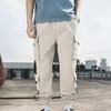 Мужские брюки-карго, свободные, с завязками на щиколотке, эластичный пояс, однотонные, с несколькими карманами, декор на ремне, для фитнеса, уличной одежды, для активного отдыха, путешествий, спорта, брюки