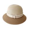 Элегантная шляпа-цилиндр из соломы с вставками, шляпа-ведро, женская летняя пляжная шляпа от солнца с защитой от УФ-лучей, соломенная шляпа