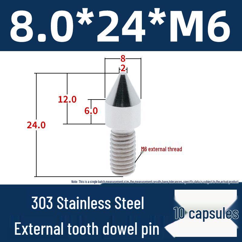 Stainless Steel External Thread Dowel Pin with Tapered/Round/Flat Head, Locating Column M3/M4/M5/M6