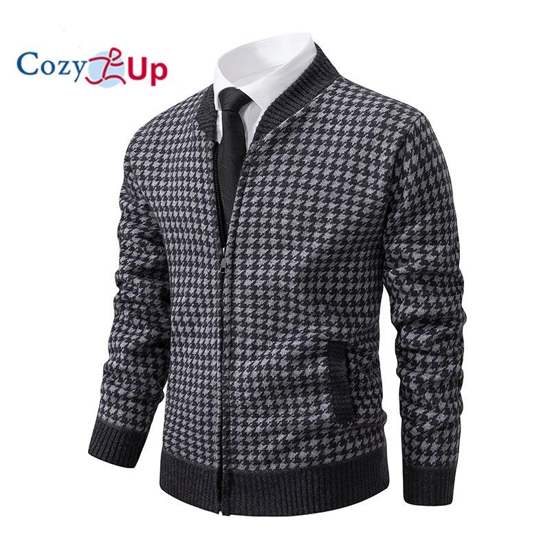Cozy Up Клетчатый свитер с длинным рукавом вязаный повседневный деловой утепленный теплый пальто куртка
