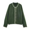 Autumn Women's Casual Long Sleeve Color Block Knit Cardigan
