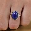 Lapis Lazuli Oval Gemstone Ring, Solid 925 Sterling Silver Ring, Bezel Ring, Birthday Anniversary Gift, Designer Ring