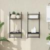 VidaXL Wall Shelves 2-Tier with Bars 2 Pcs Black 30x25x65 Cm 836253